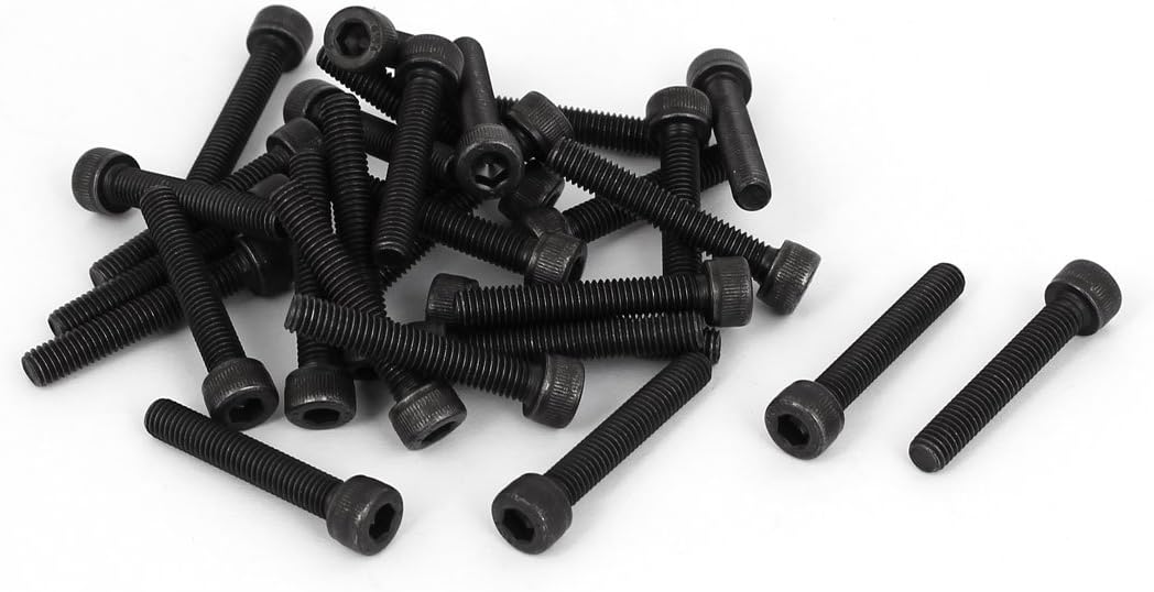 35mm Length M5 x 30mm Thread Hex Socket Head Cap Screws Bolts Black 30 Pcs