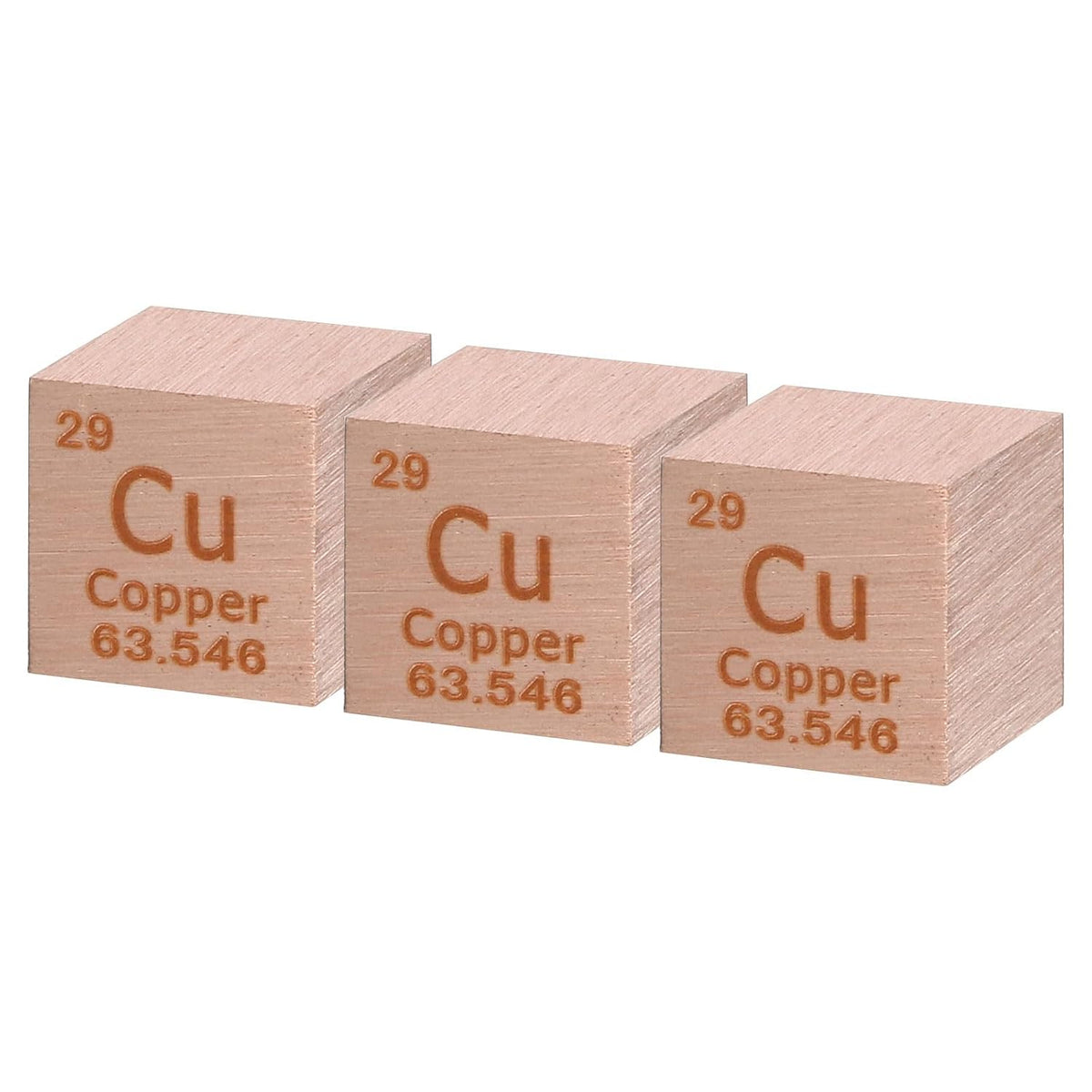 3 Pcs Copper Cube, 0.39 Inch High Density Metal Element Cube Metal Density Cube for Chemical Elements Collection Science Education Experiment Application, Copper