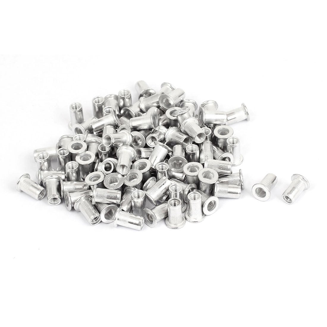 100pcs M5 Aluminium Threaded Knurled Flat Head Blind Rivet Nuts Nutserts