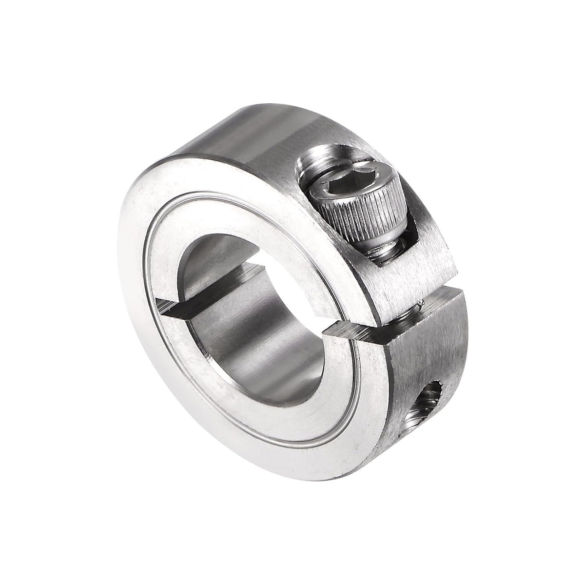 Single Split Clamp-On Shaft Collar 3/4" Bore One-Piece Clamping Collar, 1-1/2" OD, 1/2" Width, 304 Stainless Steel Axle Collar Clamp, Set Screw Style