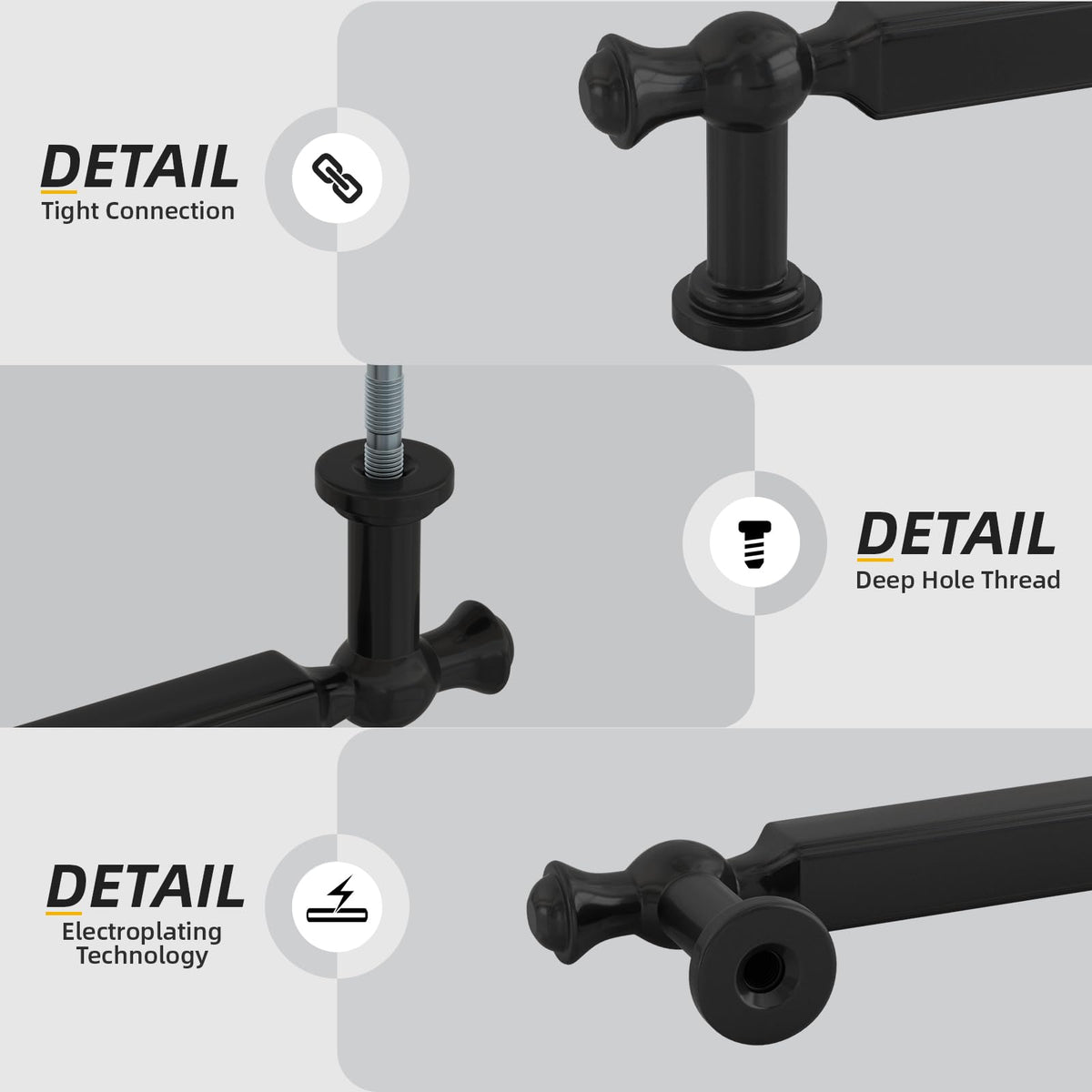 LinkMejor 30 Pack 6-1/4 Inch Matte Black Kastgrepen Vaste Trekken
