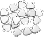 Heart Pendant Blank Tray, 20Pcs 13mm - Stainless Steel Cabochons Setting Blank Connector Base for DIY Jewelry and Making Embossed Photo (Silver)