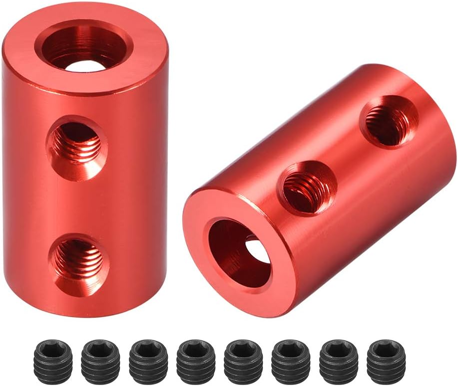 6mm to 6mm Bore Rigid Coupling Set Screw L20XD12 Aluminum Alloy,Shaft Coupler Connector for RC Airplane Boat, Motor Accessories,Red,2pcs