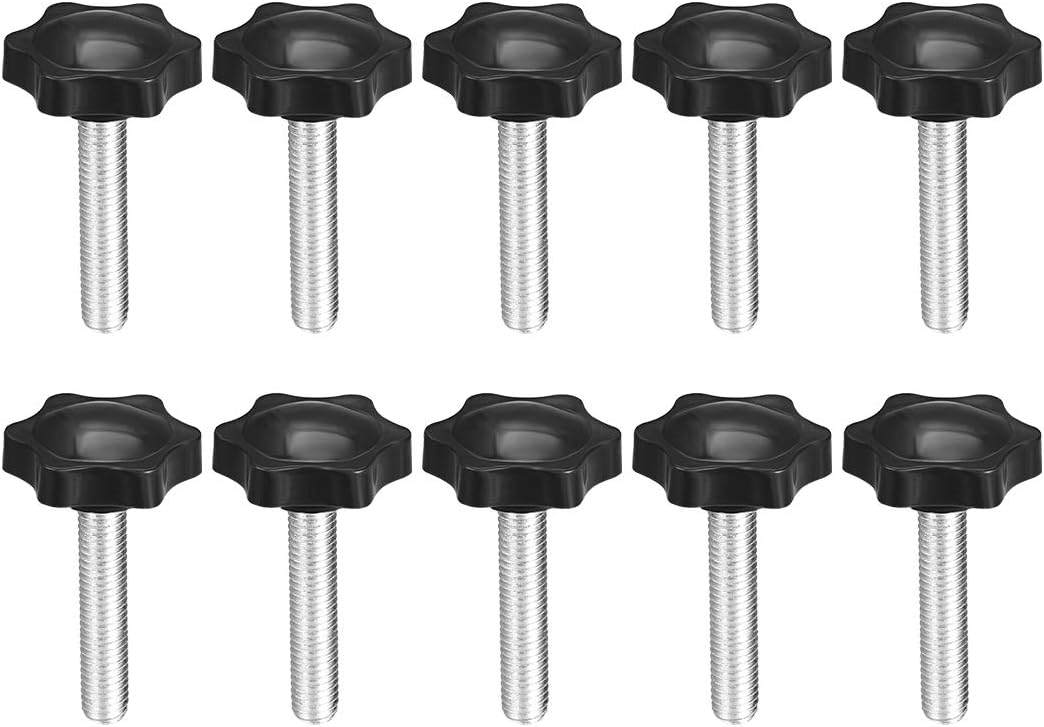 Clamping Screw Knob, 38mm Dia Plum Hex Shaped Grips Star Knob M8 x 45mm Male Thread, 10pcs