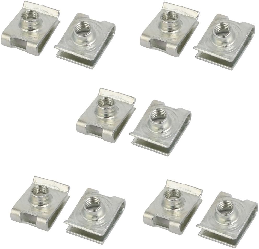 Fit M6 Screw Manganese U Clip Nut Silver Tone 19mm x 14mm 10pcs