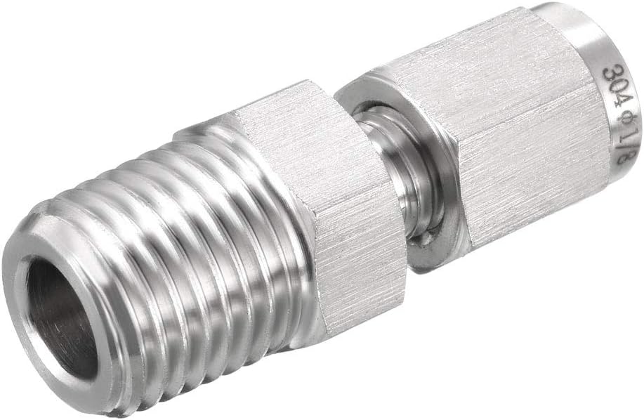 Compression Tube Fitting, 1/4 NPT Male x Ф1/8" Tube OD with Double Ferrules