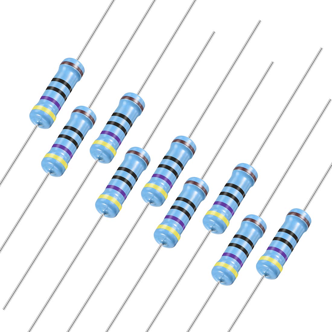 100Pcs 470 Ohm Resistor, 3W 1% Tolerance Metal Film Resistors, Lead, 5 Bands for DIY Electronic Projects and Experiments