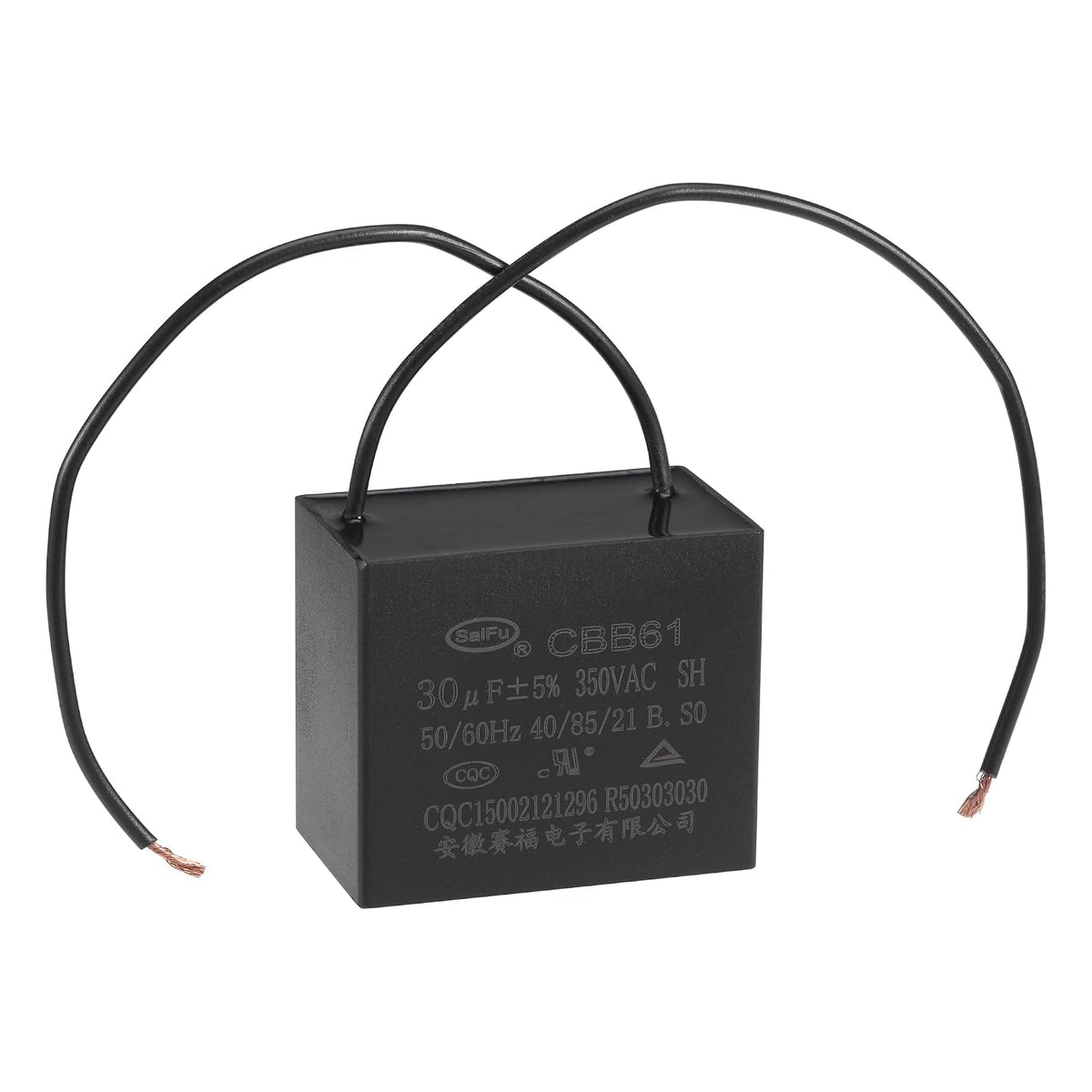 Ceiling Fan Capacitor CBB61 30uF 350V AC 2 Wires Metallized Polypropylene Film Capacitor 58x49x35mm for Electric Fan Pump Motor Generator
