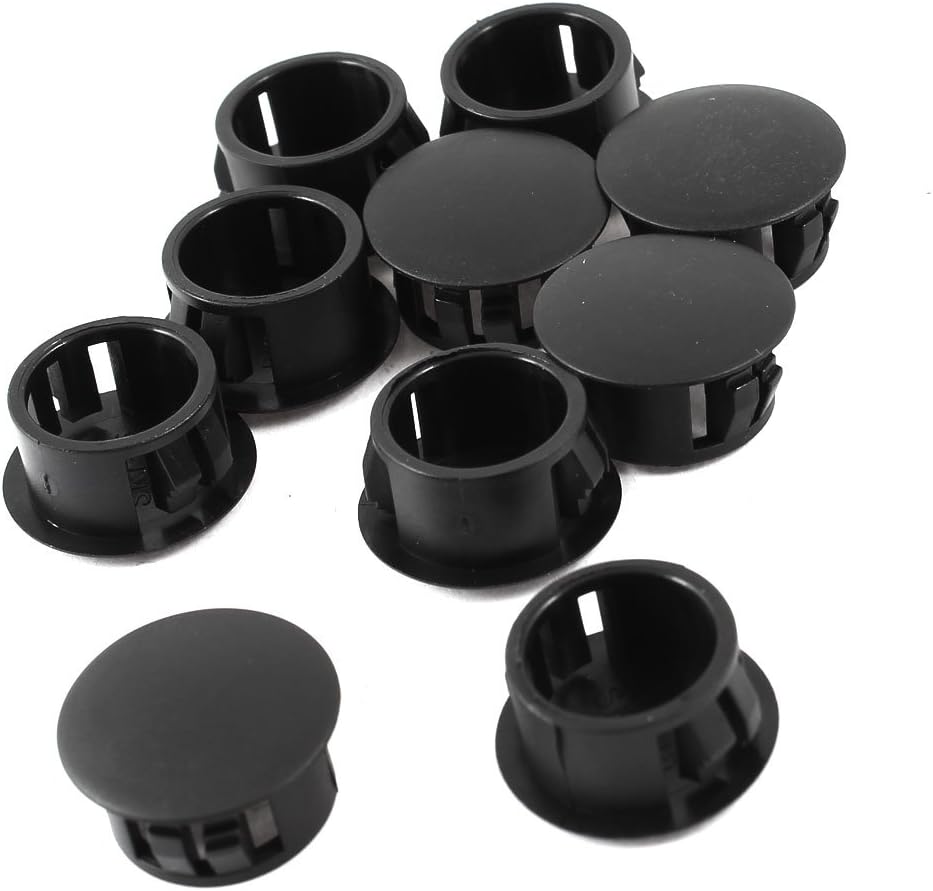 10pcs Black Plastic 16mm Diameter Snap in Type Locking Hole Button Cover 16mm x 20mm x 10mm