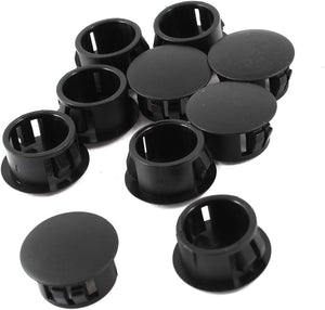 10pcs Black Plastic 16mm Diameter Snap in Type Locking Hole Button Cover 16mm x 20mm x 10mm