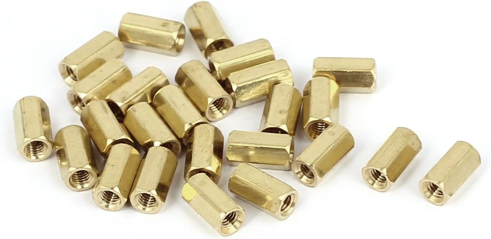 M3 x 9mm Female Threaded Brass Hex Standoff Pillar Spacer Nuts 25pcs