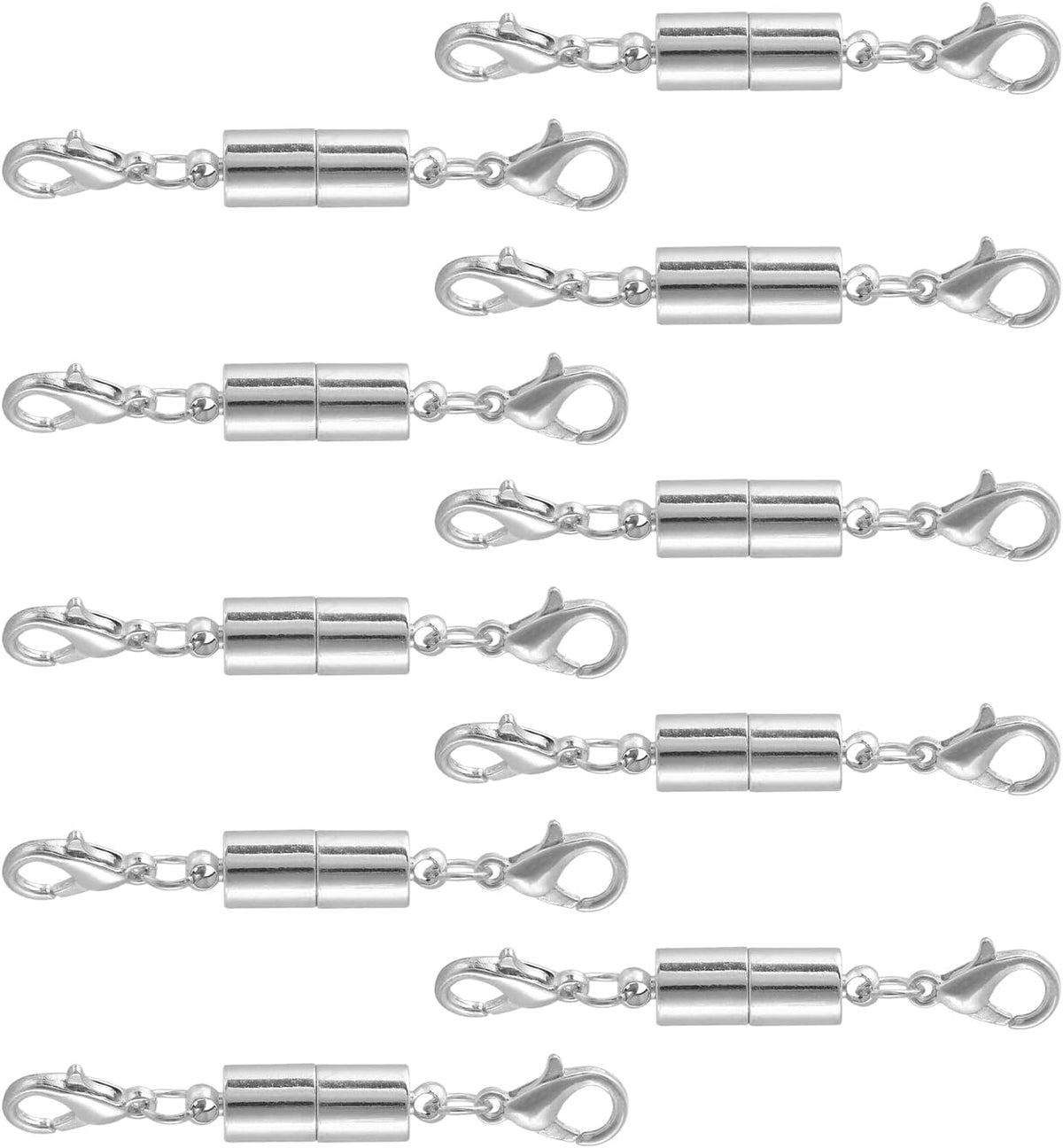 10Pcs Jewelry Clasps, Clasps Locking Closures with Lobster Clasps for Bracelet Necklace DIY Making Wedding Jewelry Accessories (Silver)