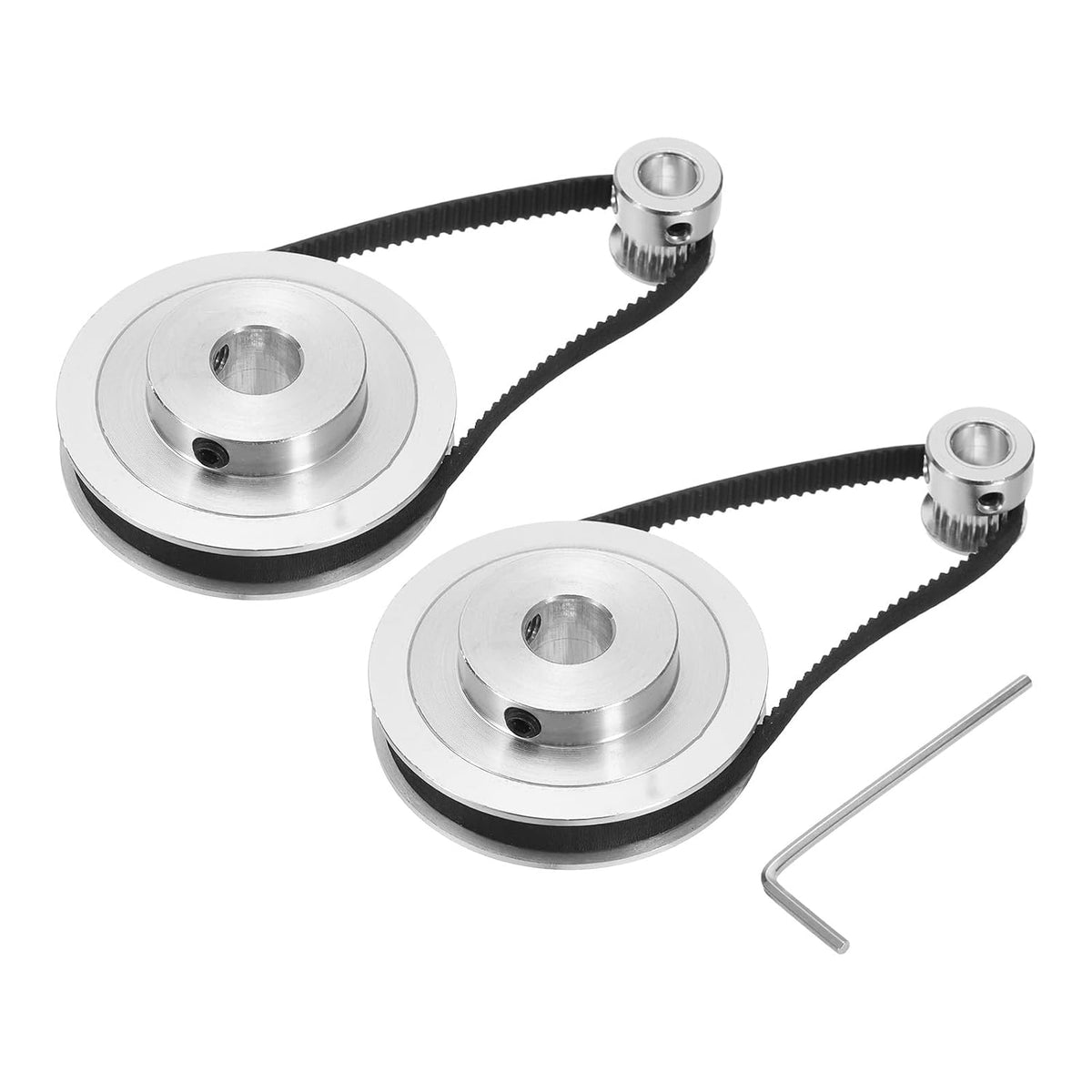 2 Set GT-2 Synchronous Wheel 20&80 Teeth 8&12mm Bore, Aluminum Alloy Timing Pulley Wheel with 2Pcs Length 250mm, Width 6mm Belt for 3D Printer, CNC Machine (20-80T-8&12B-6)