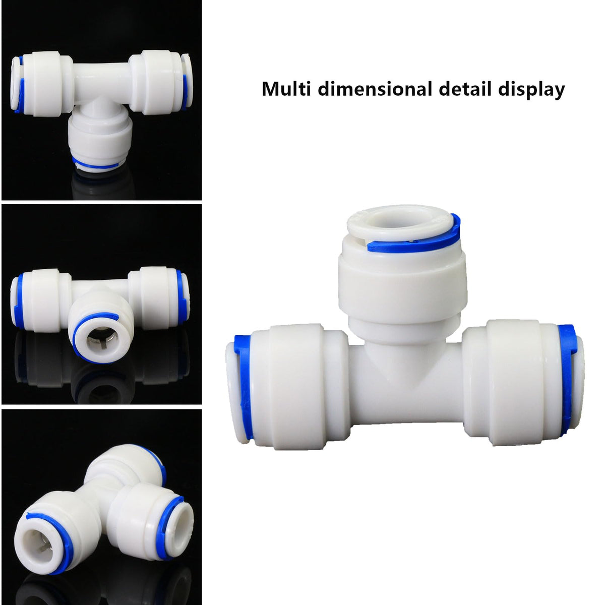 LinkMejor 3/8" Duw-Fit Tee voor RO Waterzuiveringssysteem, 5 Stks