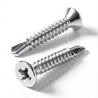 #10 x 1-1/2" (100 Pack) Flat Head Phillips Drive Sheet Metal Screws, Stainless Steel 410 Self Drilling Screws,Countersun Head Fast Self-Tapping Screws for Metal, Plastic, Wood