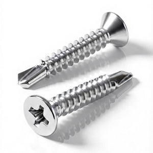 #10 x 1-1/2" (100 Pack) Flat Head Phillips Drive Sheet Metal Screws, Stainless Steel 410 Self Drilling Screws,Countersun Head Fast Self-Tapping Screws for Metal, Plastic, Wood