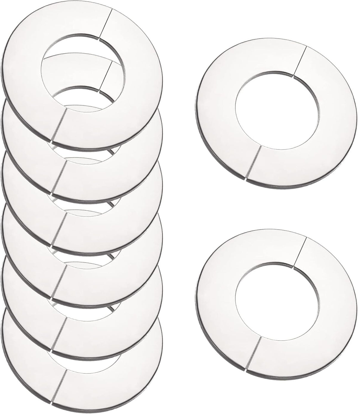 Wall Split Flange, Stainless Steel Round Escutcheon Plate for 28mm Diameter Pipe 8Pcs