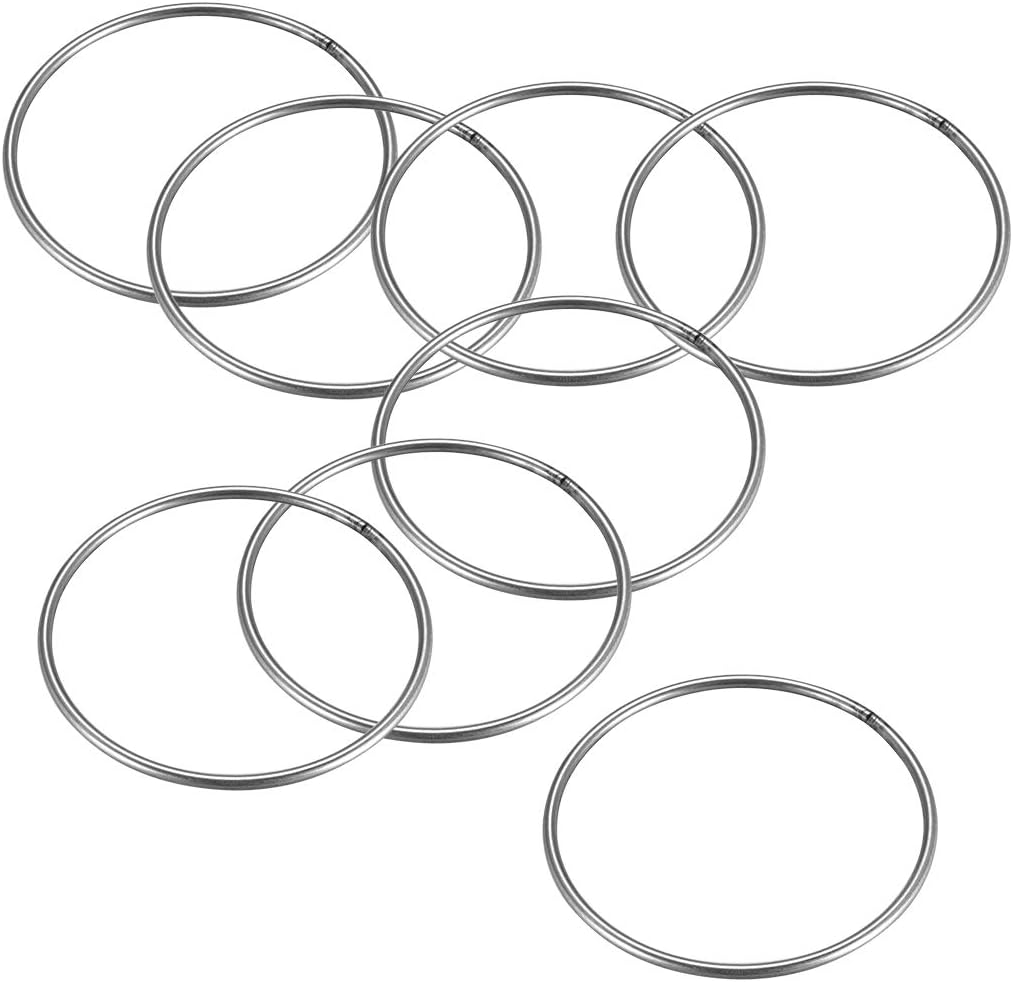 201 Stainless Steel O Ring 80mm(3.15") Outer Diameter 3mm Thickness Strapping Welded Round Rings 8pcs