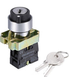 1Pcs 22mm 2 Position Key Locking Push Button Switch with Keys Black NO