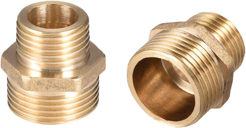 Brass Male to Male Straight Pipe Reducing Hex Fitting G1/2 x G3/4 2pcs