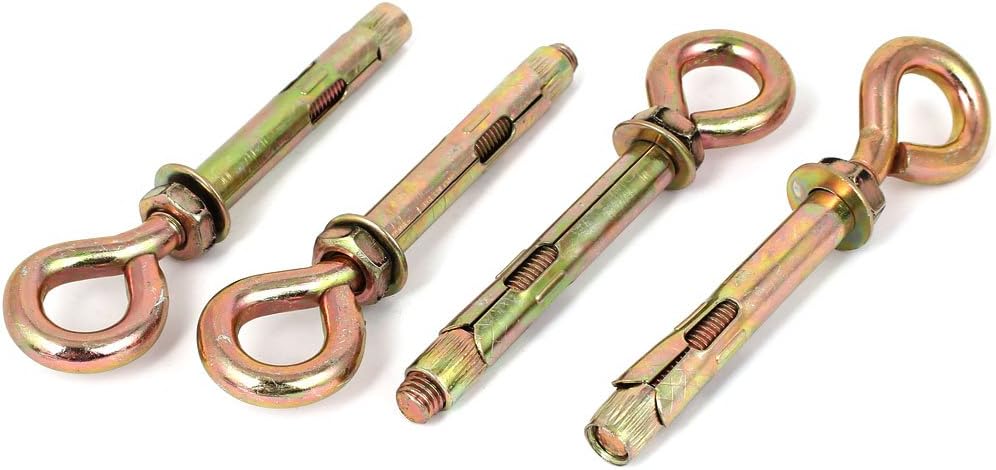 Wall Concrete Brick Expansion Screws Closed Hook Bolts 12mm Dia Sleeve 4 Pcs