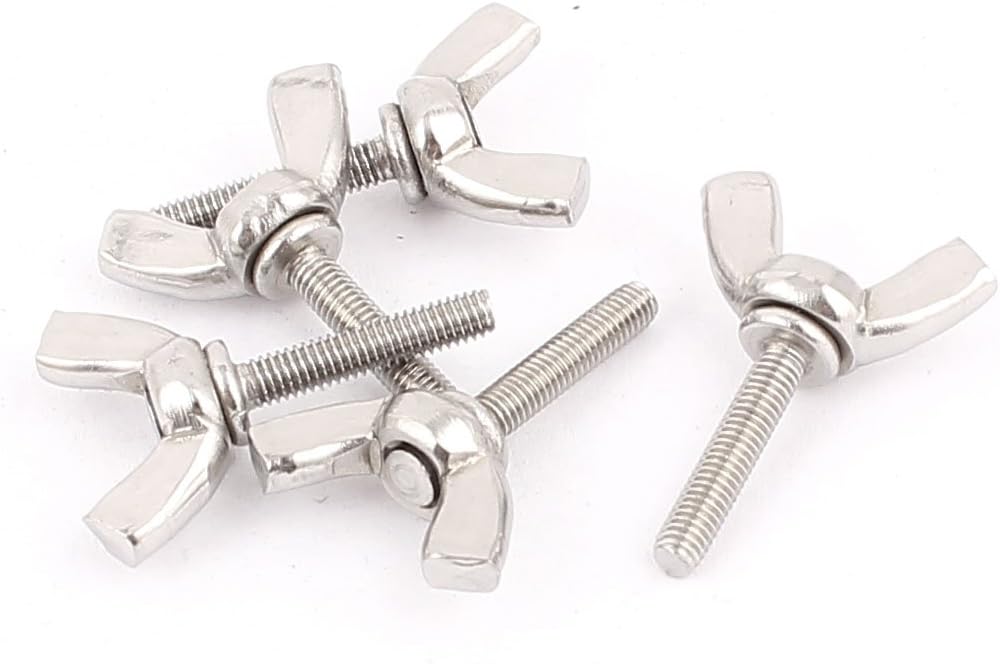 M3 Male Thread 25mm Long 304 Stainless Steel Wing Screws Bolts 5pcs