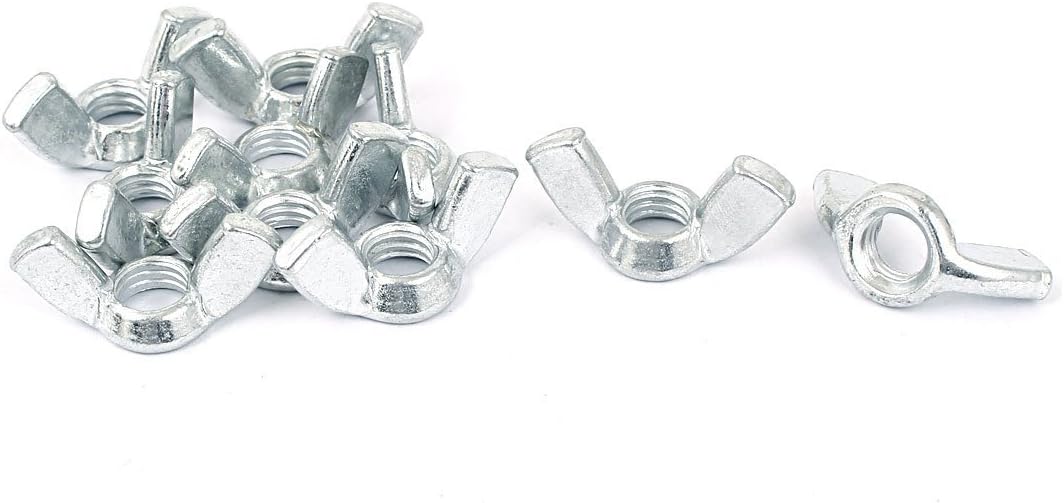 3/8 Inch Metric Female Thread Butterfly Wing Nuts Silver Tone 10 Pcs