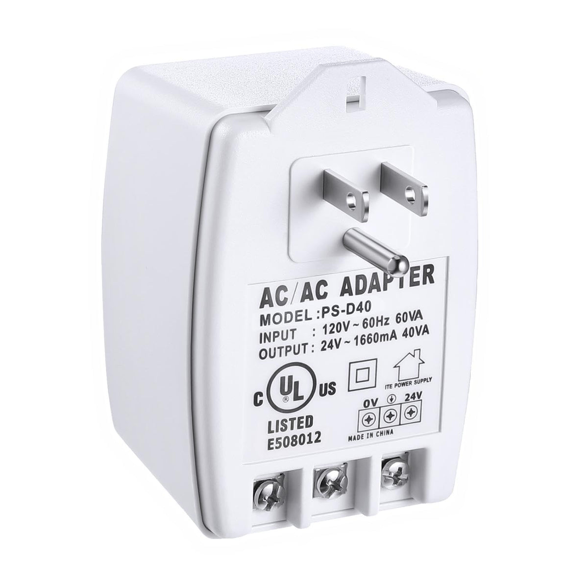 24V Transformator 40VA AC Transformator Stecker einsteckbar (1Pack, ohne Schraubloch)