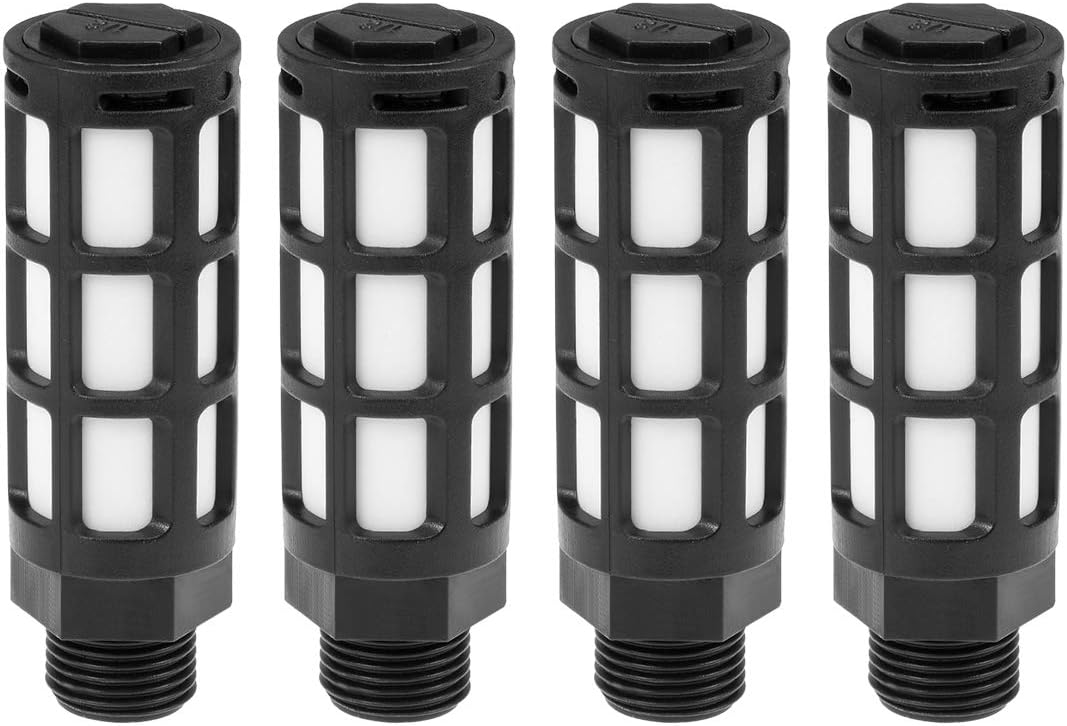 Plastic Pneumatic Muffler Exhaust Air Line Silencer 1/2 PT Black, 4pcs