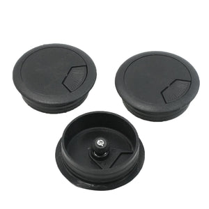 3 Pcs 49mm Drill Hole Dia Desk Wire Cord Cable Grommets Cover Black