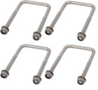 M6 Thread 40mm Inner Width 304 Stainless Steel Square U Bolt Silver Tone 4pcs