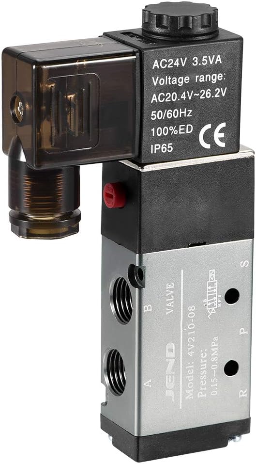 AC 24V 5 Way 2 Position 1/4" PT,Pneumatic Air Control Solenoid Valve,Internally Single Piloted Acting Type,4V210-08