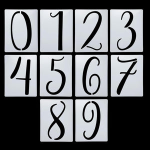 12 Inch Large Number Stencils Set, 0-9 Plastic Address Number Stencil Templates Reusable Digital Painting Templates for Cake Stencil Address Number Painting, Style D