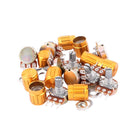 a16060300ux0020 10 Piece WH148-B200K 200K Ohm Rotary Linear Taper Potentiometers with Golden Knob, 0.59" Width, 0.59" Length