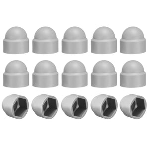 15Pcs Hex Nut Cover, M14x21x24mm Plastic Dome Nut Protection Cap Hex Screws Bolt Covers for Indoor Outdoor Furniture Automotive Bolts Decoration, Gray