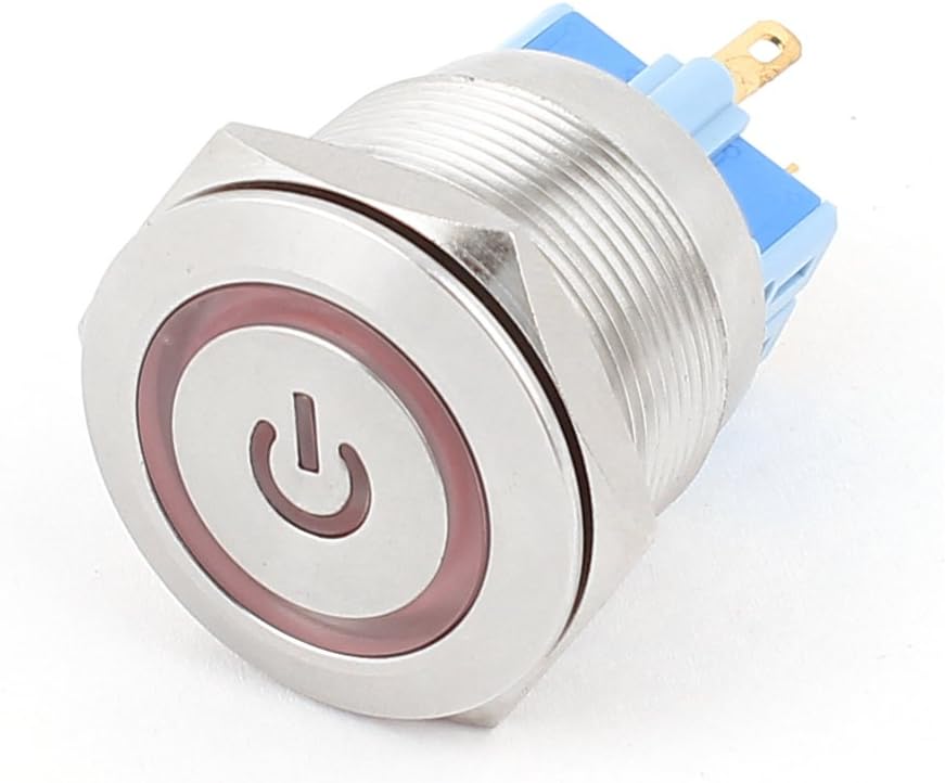 24V 20mm Red Light 25mm Thread Dia ON/OFF Latching Push Button Switch