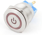 24V 20mm Red Light 25mm Thread Dia ON/OFF Latching Push Button Switch