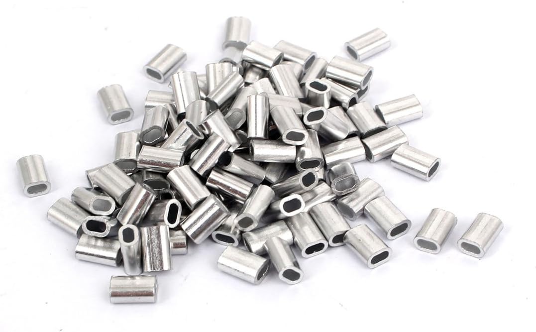 M1.5 Aluminium Wire Rope Sleeves Ferrule Fittings Loop Crimps 100 Pcs