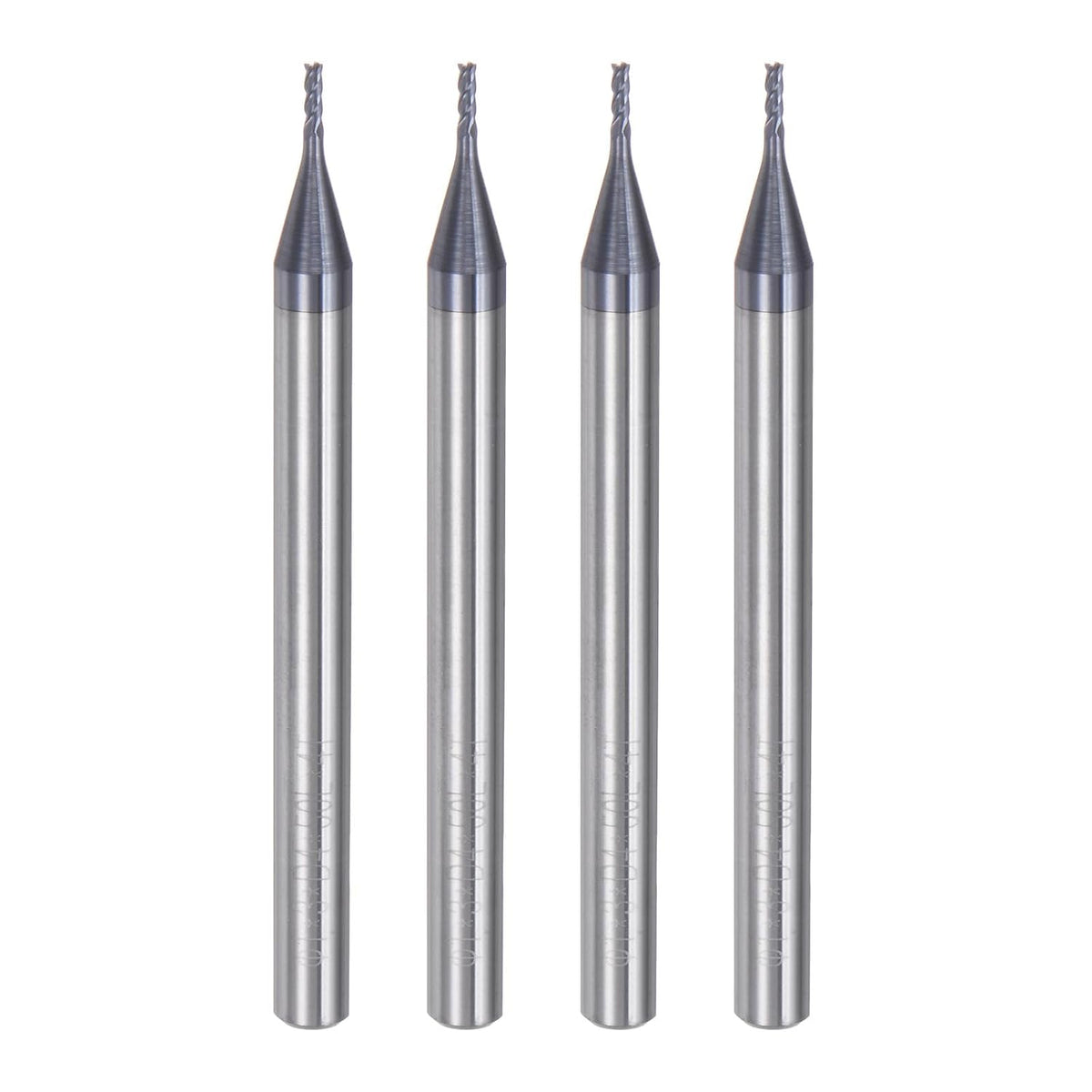 4pcs 1mm Dia 4mm Shank Square Nose End Mill 4 Flutes HRC45 Carbide AlTiN Coated CNC Router Bits Cutter Tools for End Milling CNC Machining