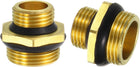 2Pcs Brass Pipe Fitting Reducers, G1/2" & G3/4" Male Threaded Hex Nipple Straight Connectors with Washer, Brass Threaded Adapter for Plumbing Water Line Connection Couplings