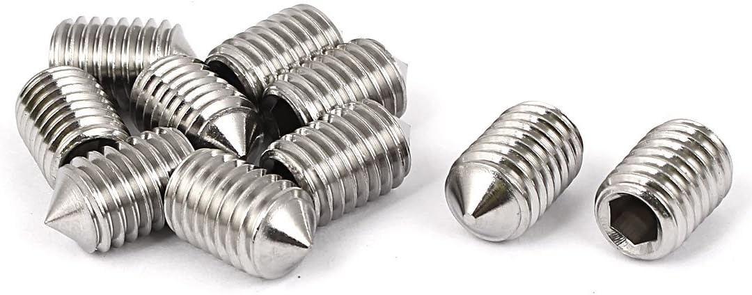 M10 x 16mm Stainless Steel Cone Point Hexagon Socket Grub Screws 10pcs