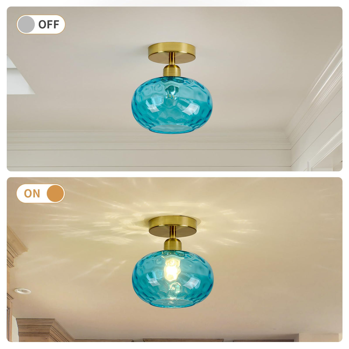 7.9″ Small Blue Semi Flush Mount Ceiling Light ,Blue Hallway Light Fixtures