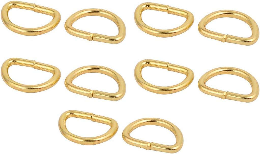 LinkMejor® 10mm Inner Width Iron Half Round Non Welded D Ring Gold Tone 10pcs