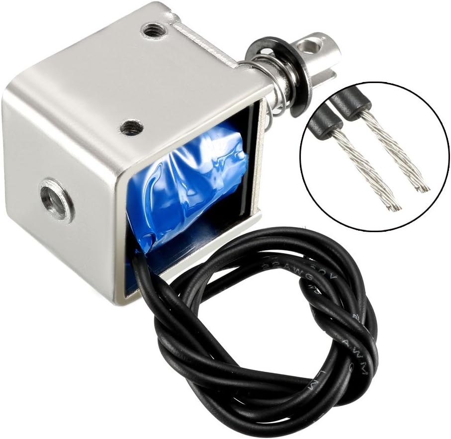 LinkMejor DC 12V, 150 g, 10 mm de carrera, tipo de conexión abierta, electroimán de movimiento lineal JF-0826.