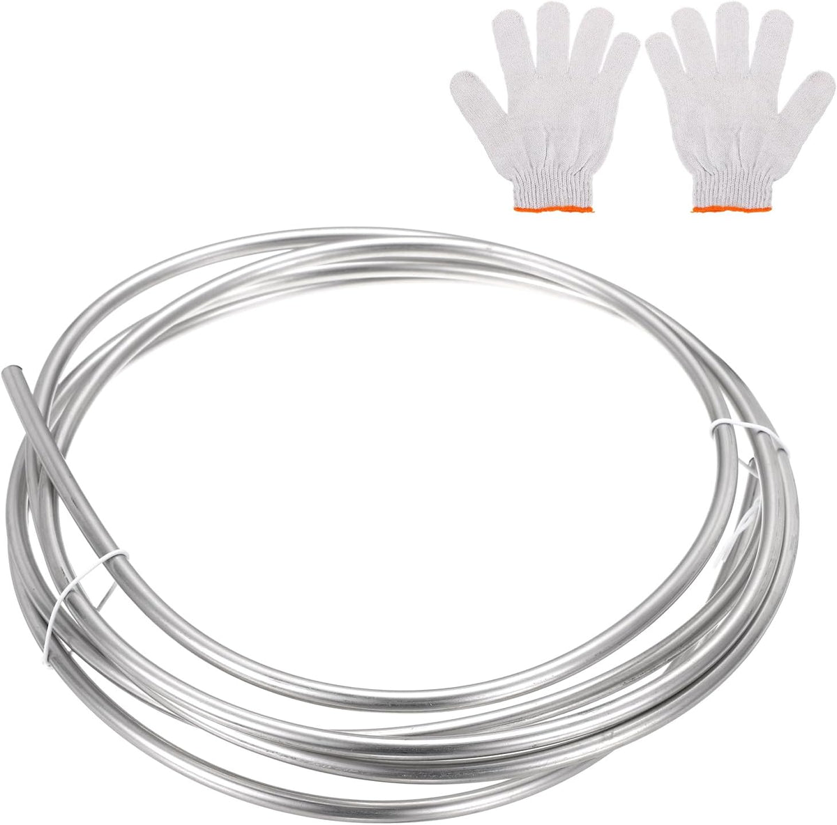 Stainless Steel Tubing Coil, 1/4" OD x 6.56 ft Industrial 316 Stainless Steel Welded Tubing with Gloves, Silver Tone 0.04"Thickness