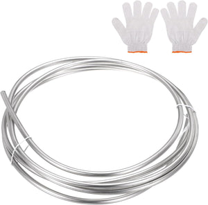 Stainless Steel Tubing Coil, 1/4" OD x 6.56 ft Industrial 316 Stainless Steel Welded Tubing with Gloves, Silver Tone 0.04"Thickness