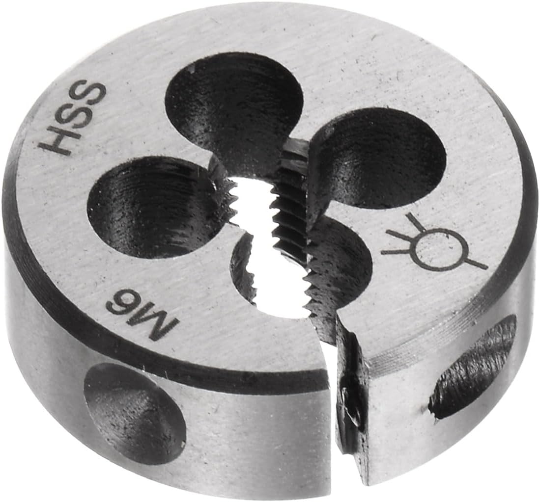 Round Threading Dies, Metric M6 x 1 Thread (Right Hand), Adjustable High Speed Steel (HSS) Screw Cutting Die Repair Tool