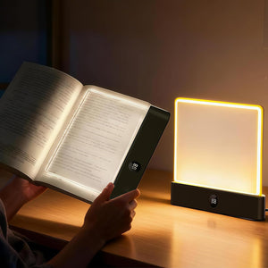 LinkMejor Black Smart Led Reading Light, Book Light Treasure Box, Rechargeable Clear LED Flat Reading Light with 3 Colors & Timer, Doodleable Study Lamp, The Quiet Reader's Dream Lights
