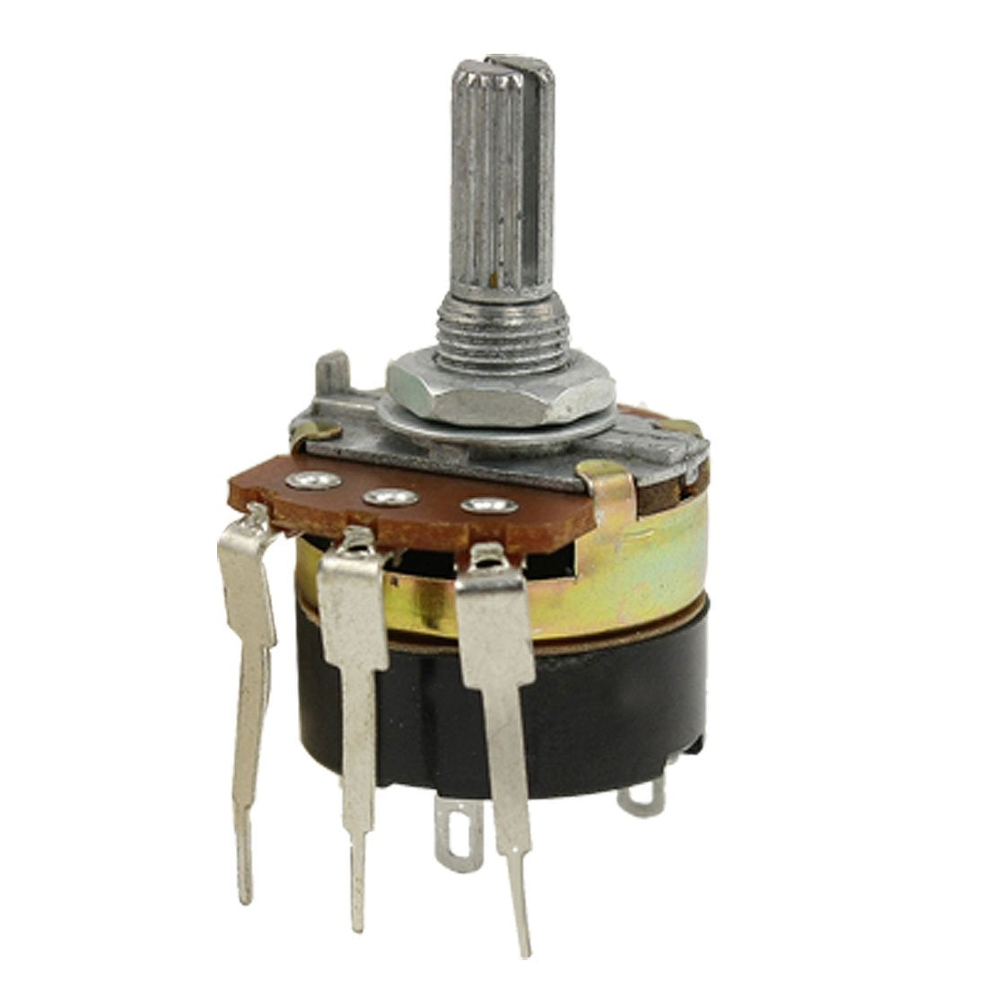 Knurled Split Shaft Three Terminal 500K ohm Linear Taper Potentiometer B500K, 6 mm