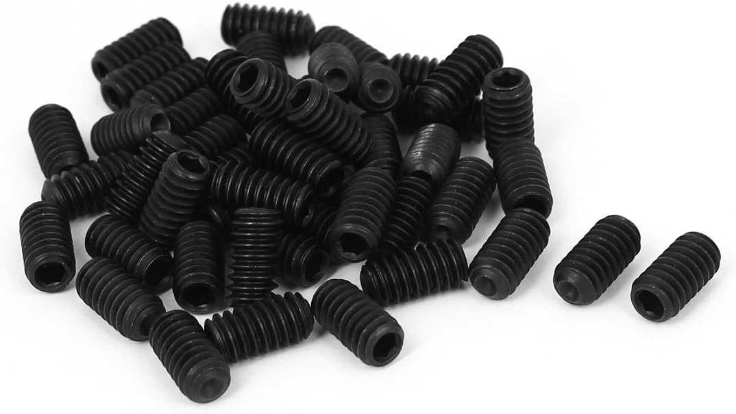 1/4 Inch-20 x 1/2 Inch Thread Hex Socket Set Cup Point Head Grub Screws Black 50 Pcs